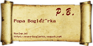 Popa Boglárka névjegykártya